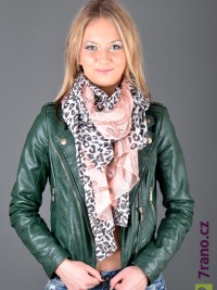 Maxi šátek Belted Chain - Růžová/Leopard